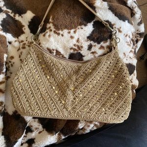 Cute sparkly Taupe cord weave hand bag
